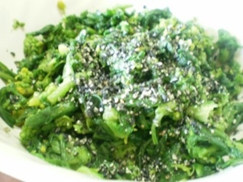 春菊と菜花の辛子醤油和え